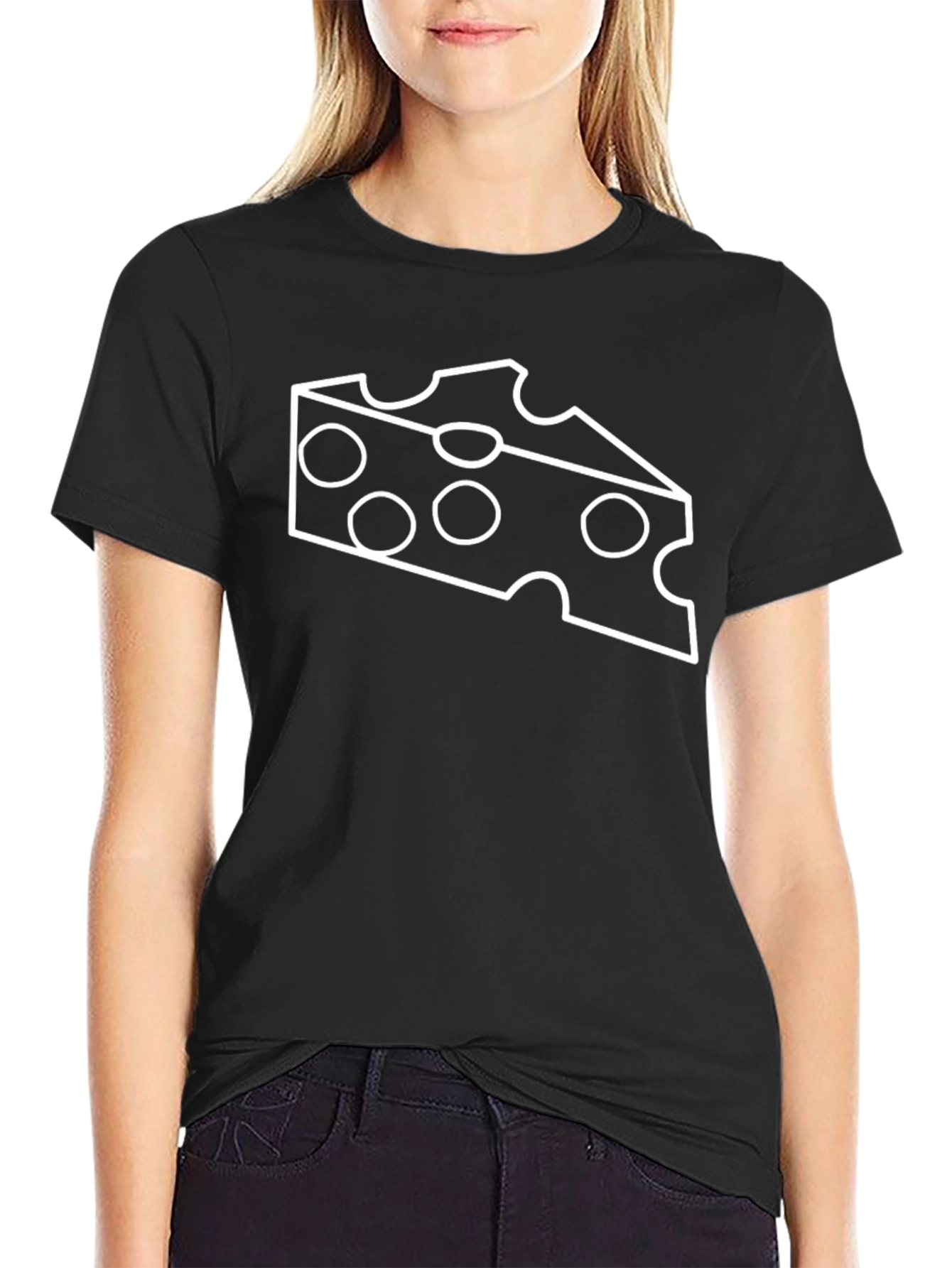 Funny Cheese Graphic Tee - Swiss Cheese Design