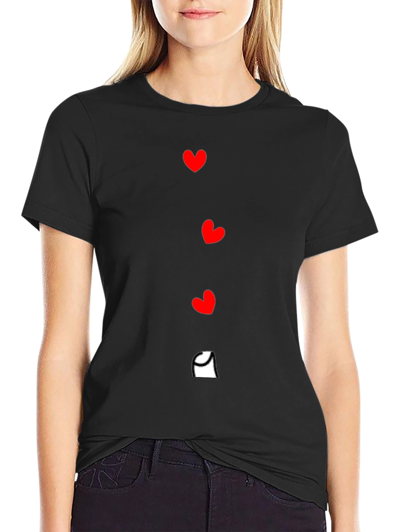 Heart Stack Graphic Tee - Black