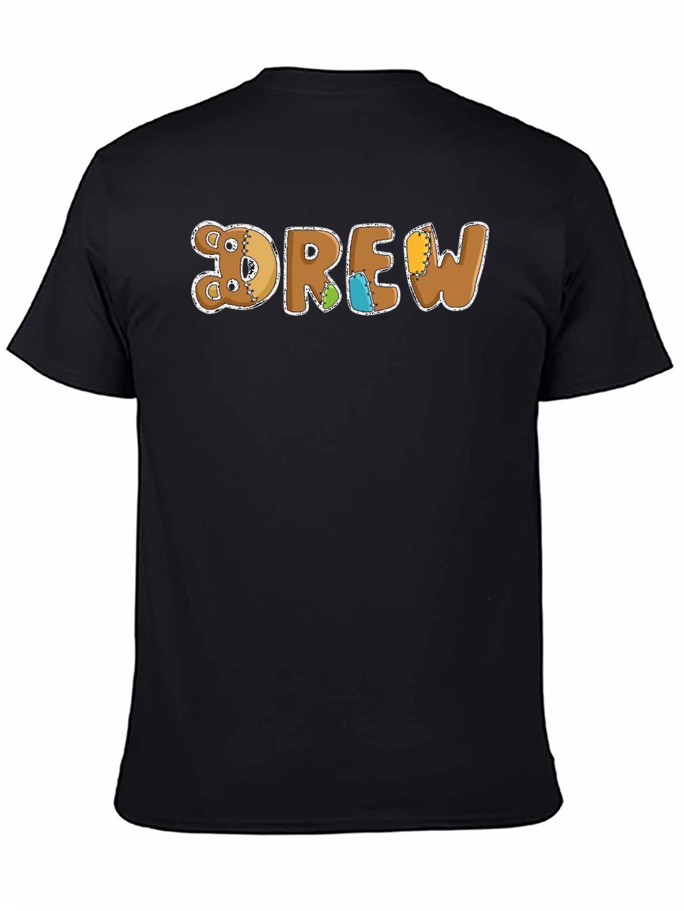 DREW Teddy Bear Patchwork Style Black T-Shirt