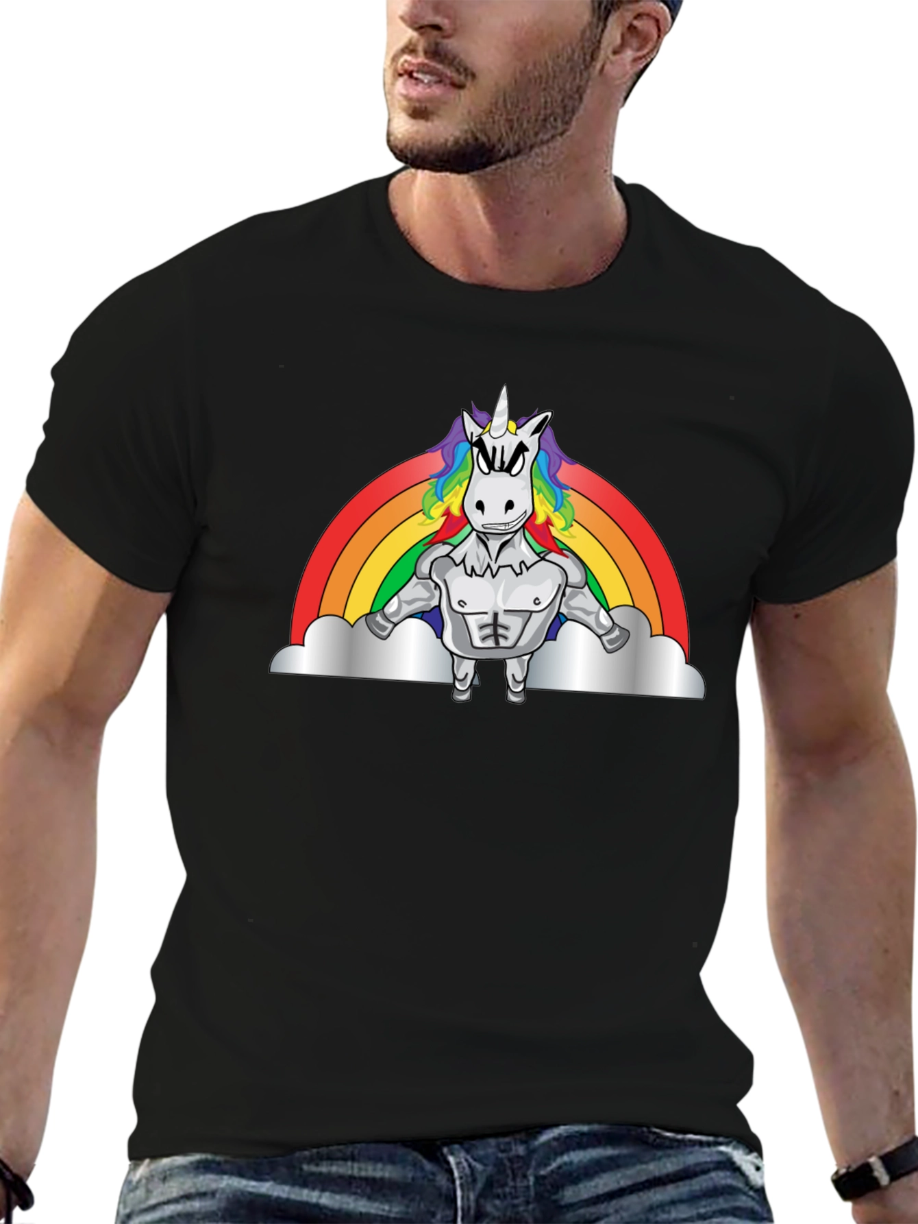 Muscled Unicorn Rainbow T-Shirt