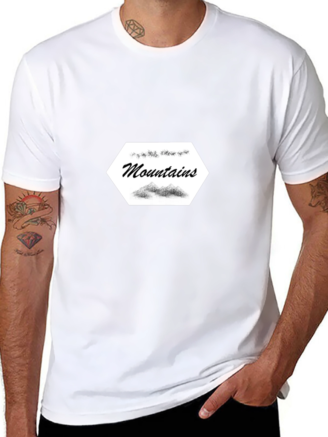 Mountains Graphic Tee - Stylish Black Cotton T-Shirt