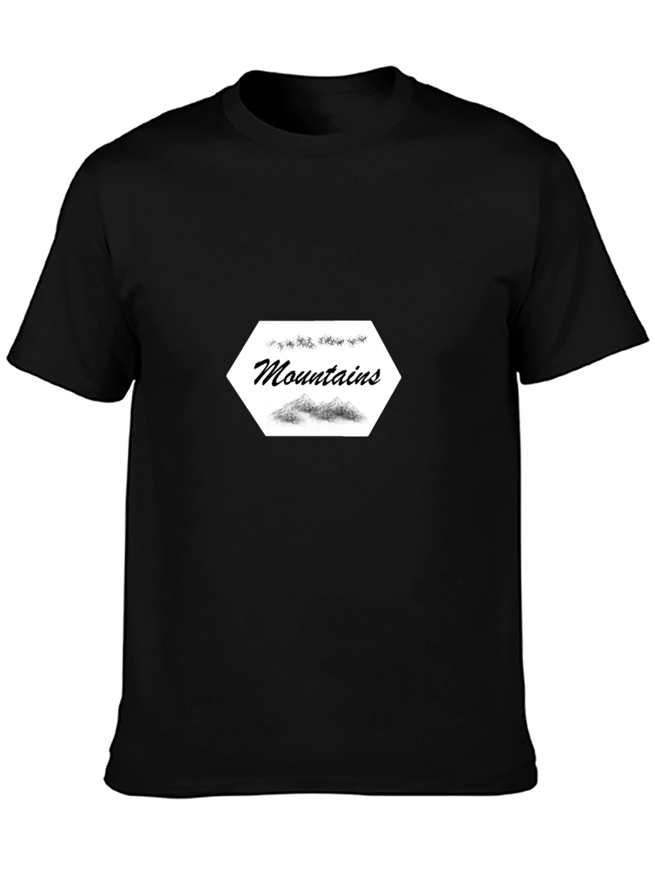 Mountains Graphic Tee - Stylish Black Cotton T-Shirt