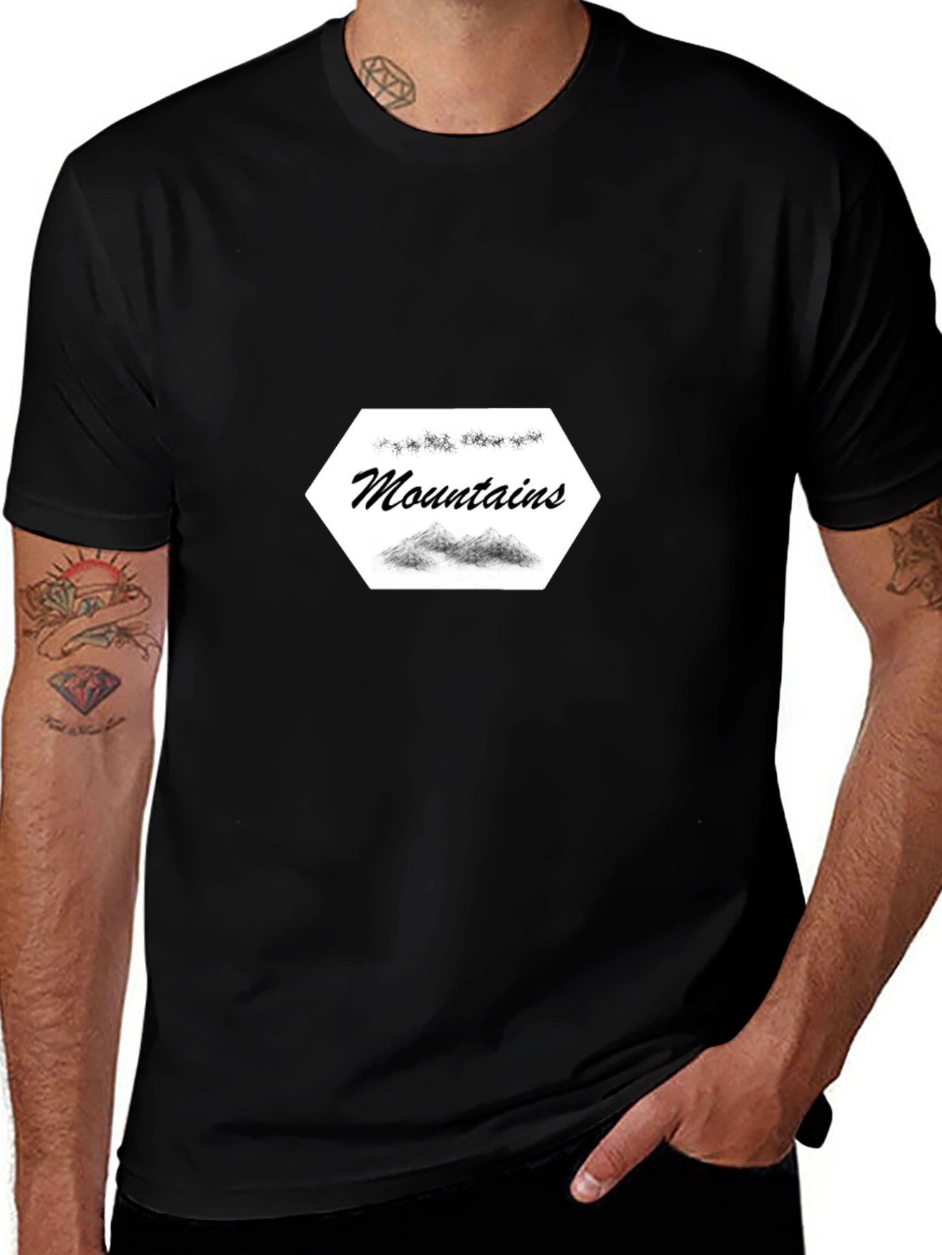Mountains Graphic Tee - Stylish Black Cotton T-Shirt