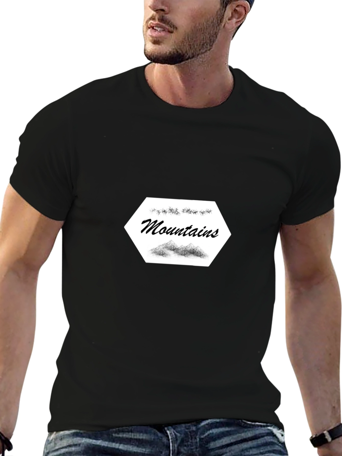 Mountains Graphic Tee - Stylish Black Cotton T-Shirt