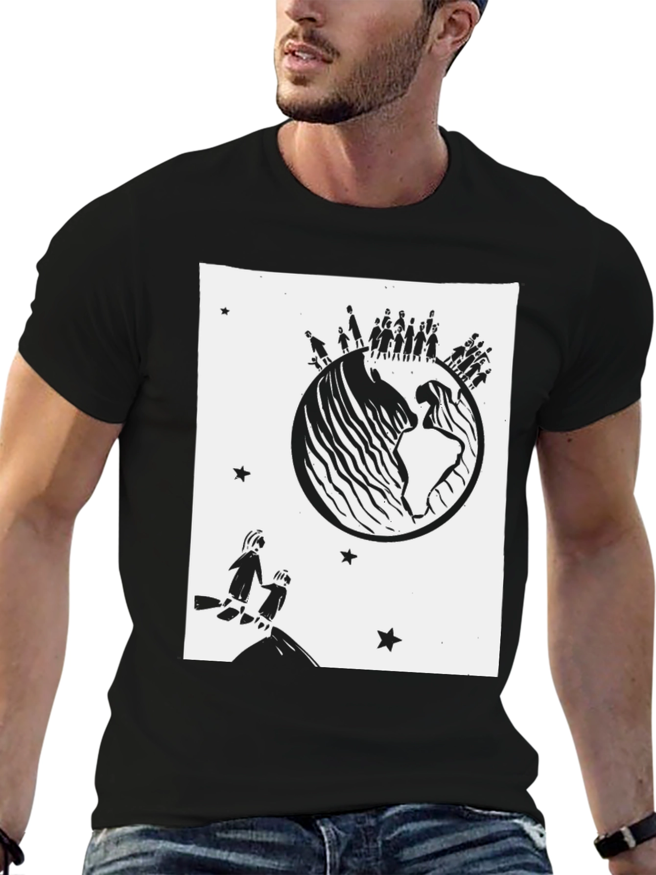 World Unity Graphic Tee - Black Cotton T-Shirt