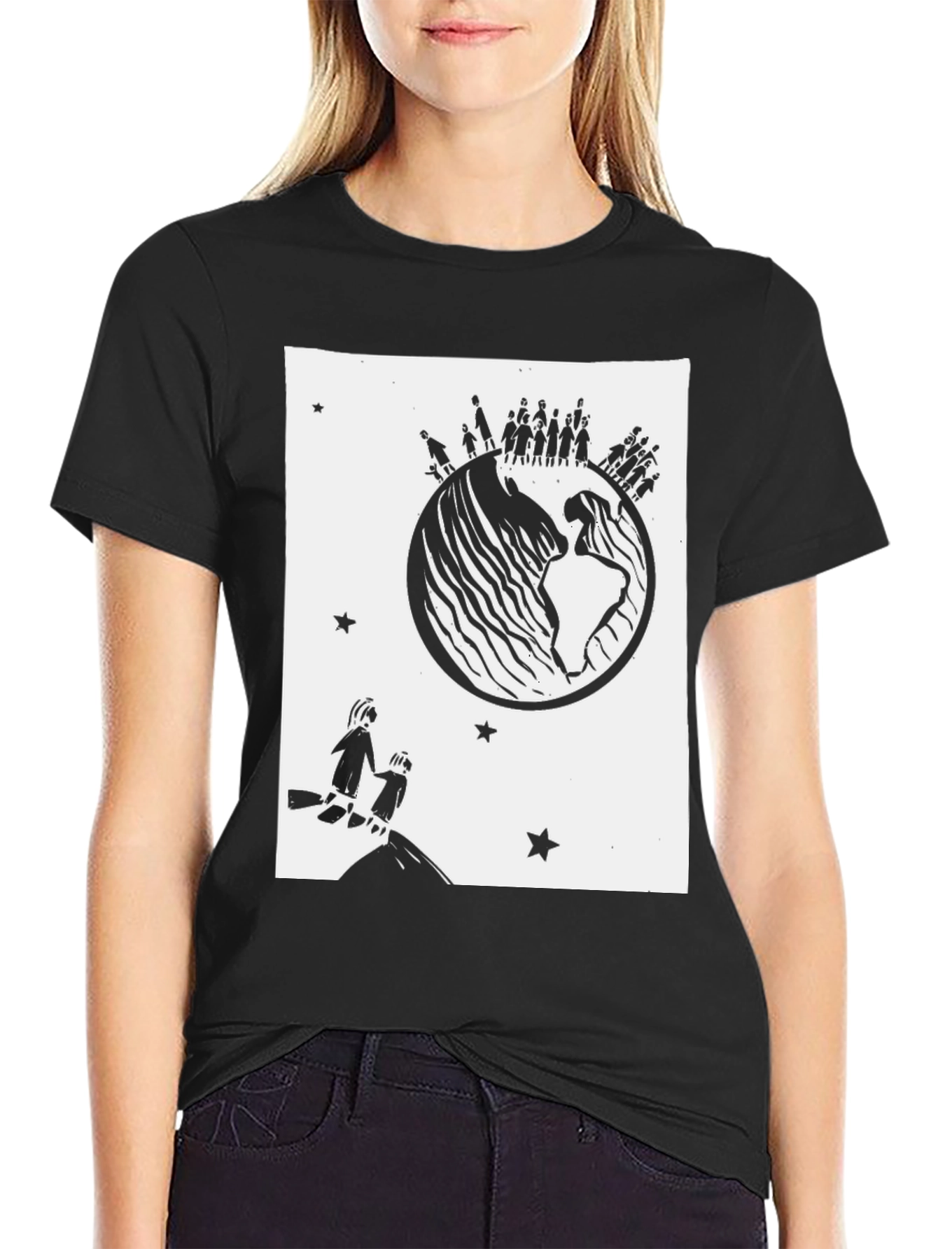 World Unity Graphic Tee - Black Cotton T-Shirt