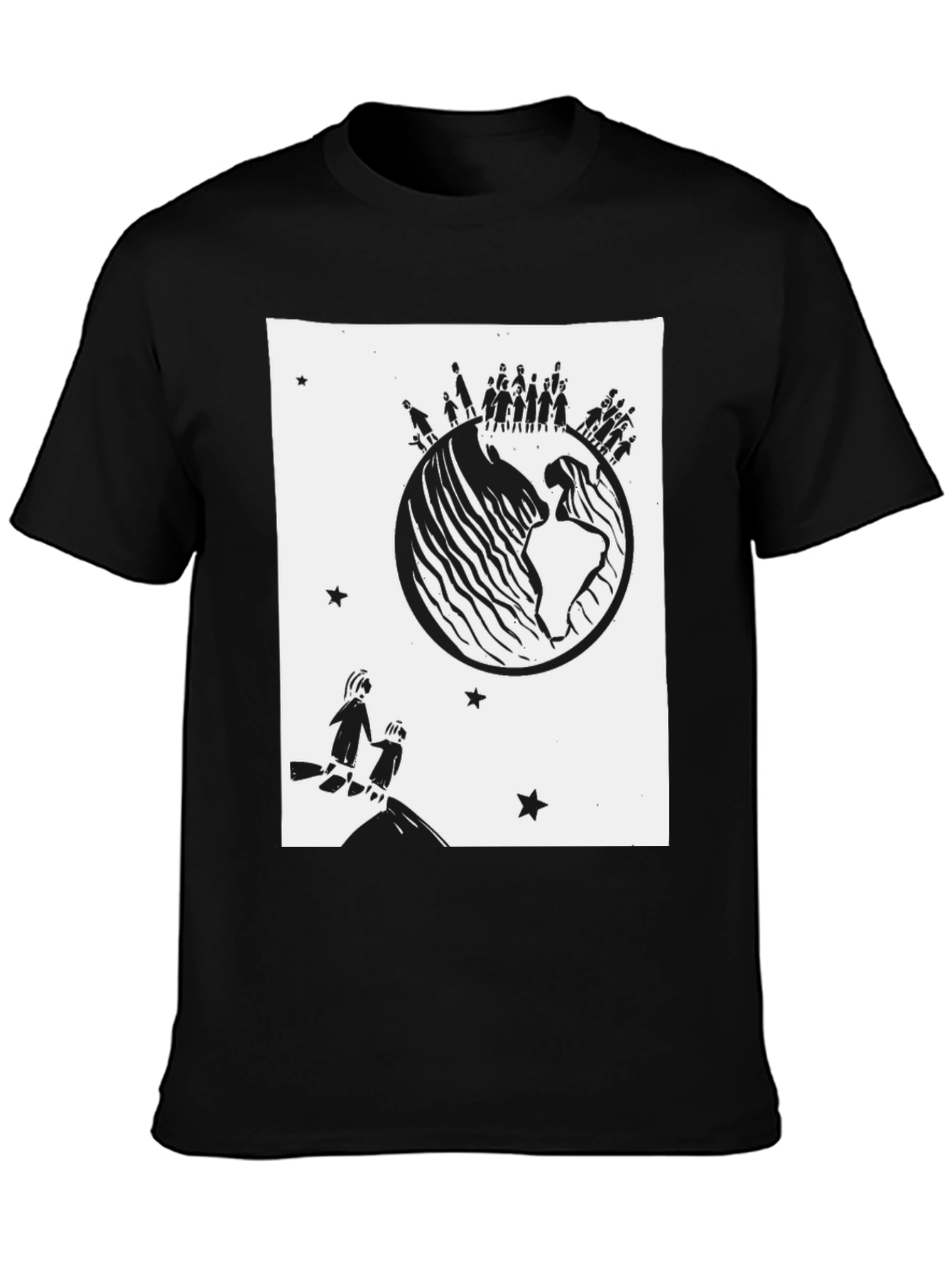 World Unity Graphic Tee - Black Cotton T-Shirt