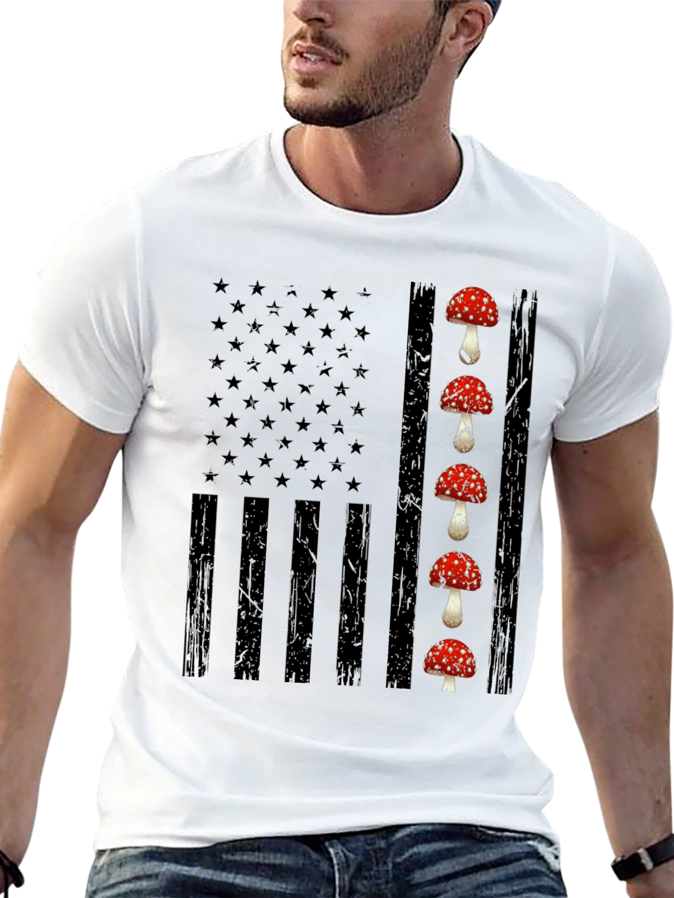 Mushroom USA Flag Graphic Tee