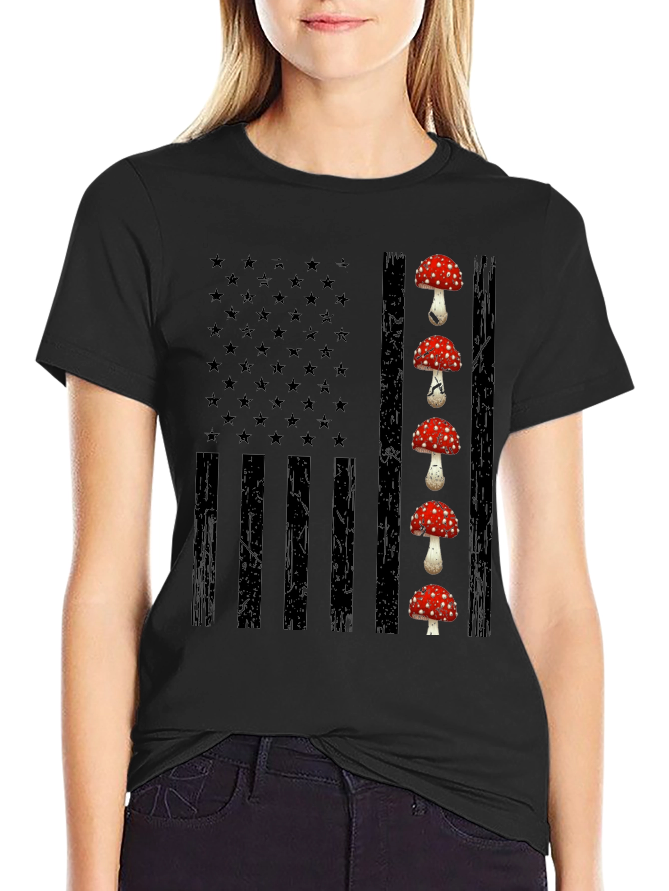 Mushroom USA Flag Graphic Tee