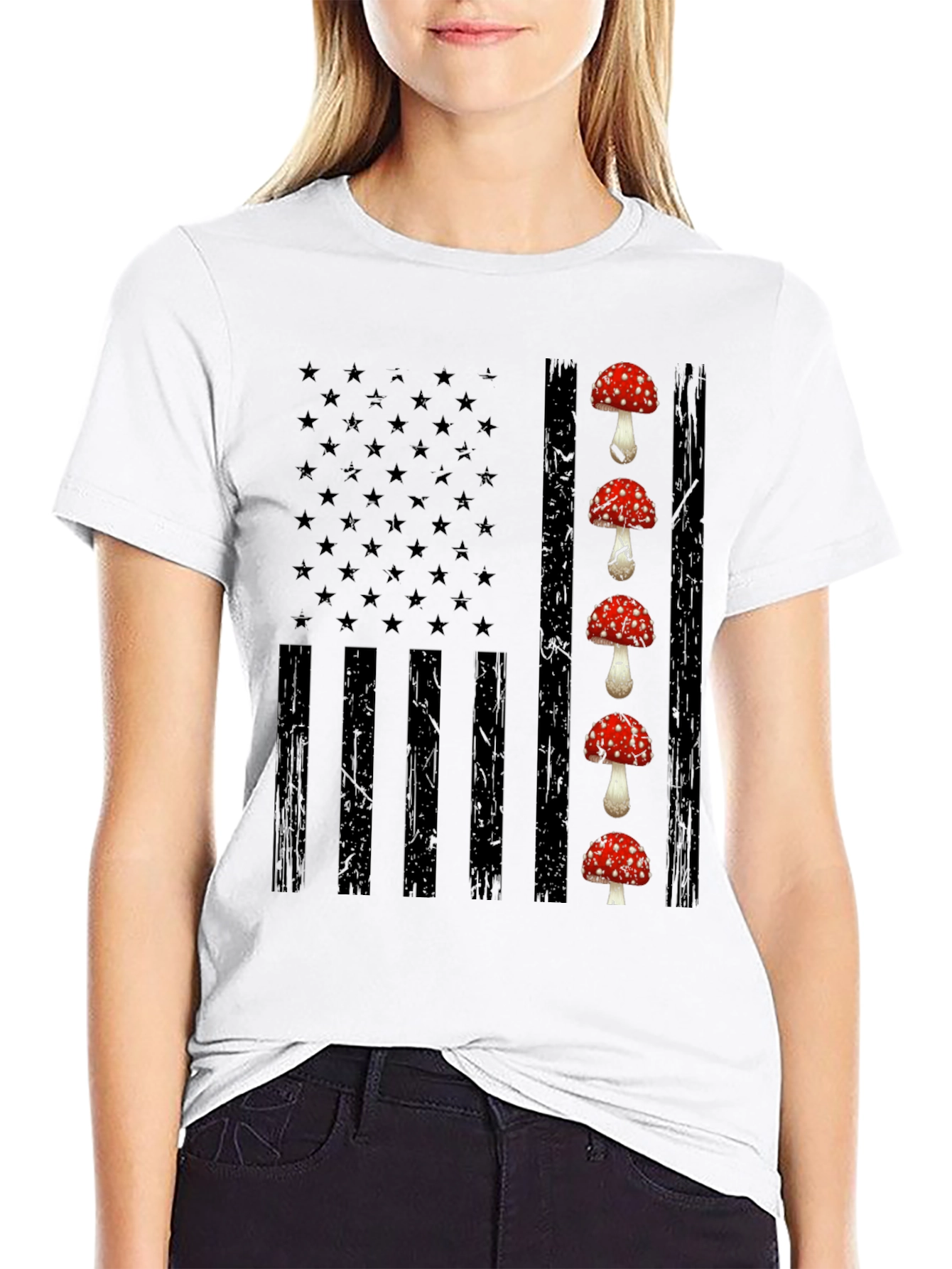 Mushroom USA Flag Graphic Tee