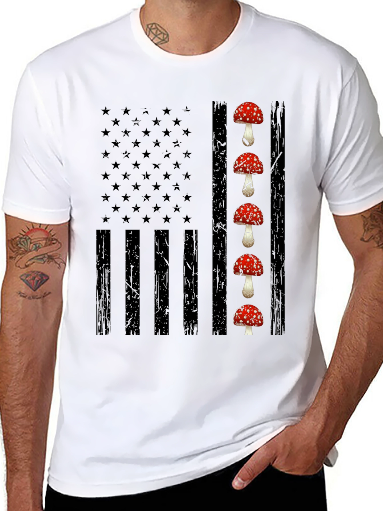 Mushroom USA Flag Graphic Tee