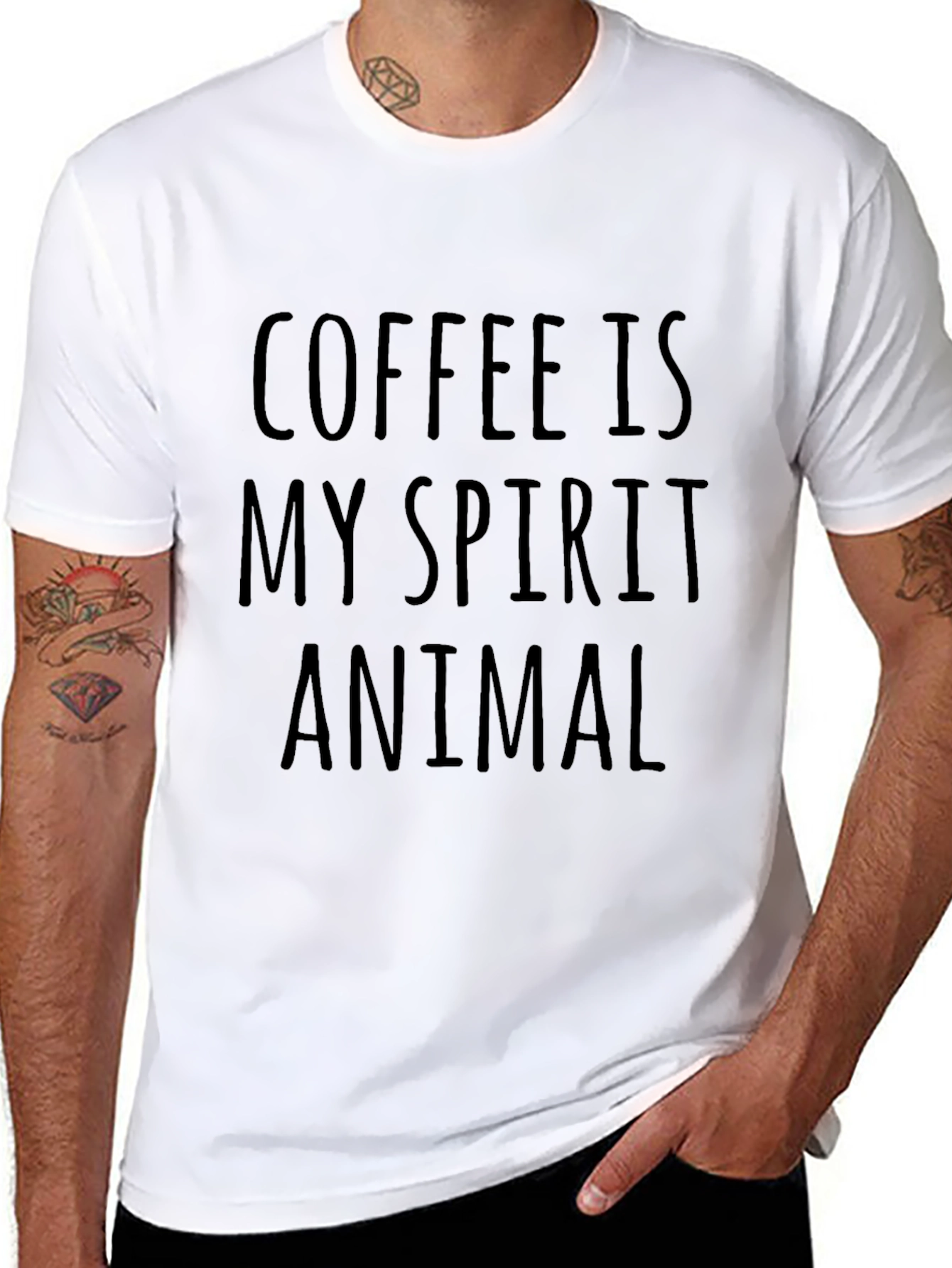 Coffee Is My Spirit Animal Graphic T-Shirt - Black