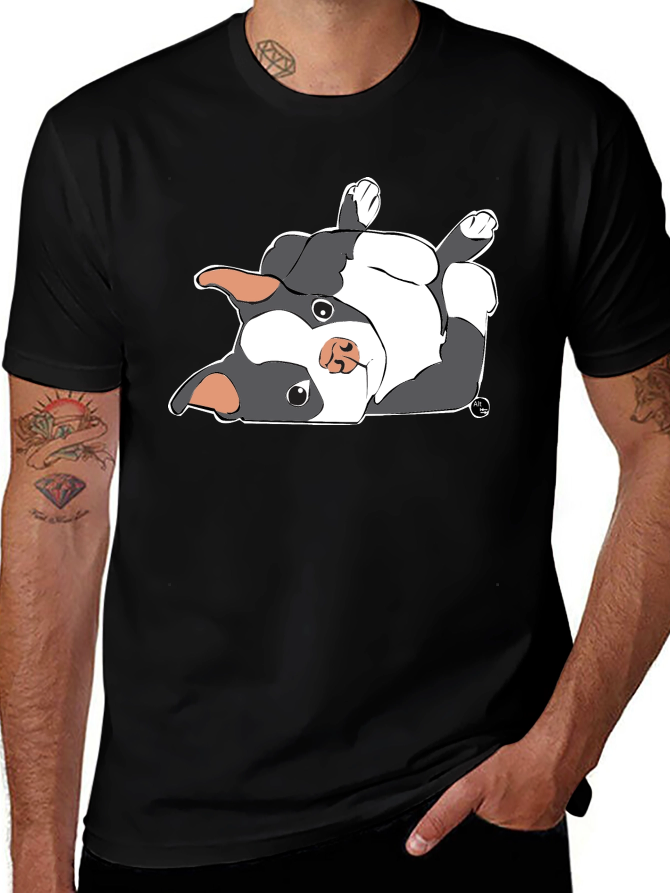Upside Down Boston Terrier Graphic T-Shirt