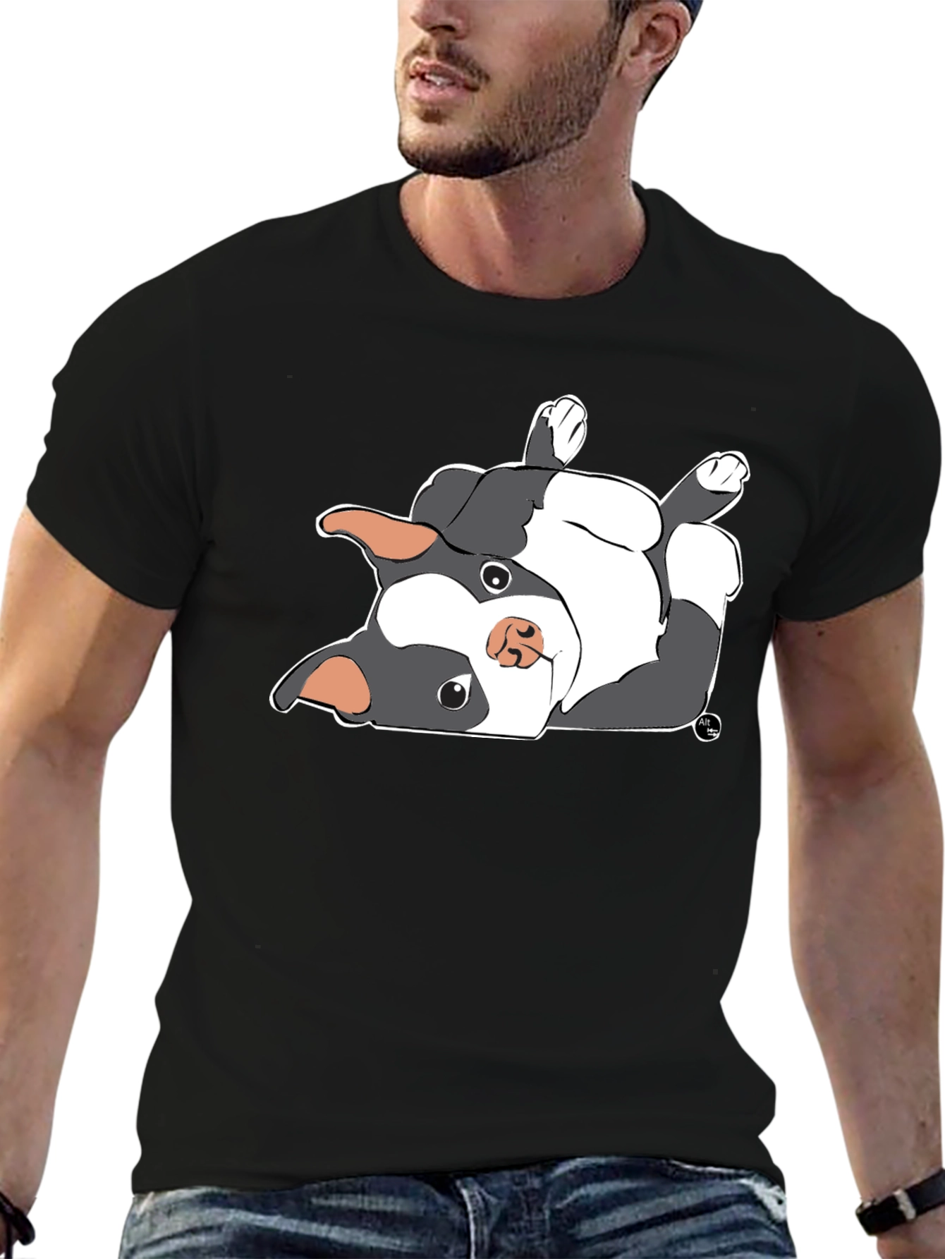 Upside Down Boston Terrier Graphic T-Shirt