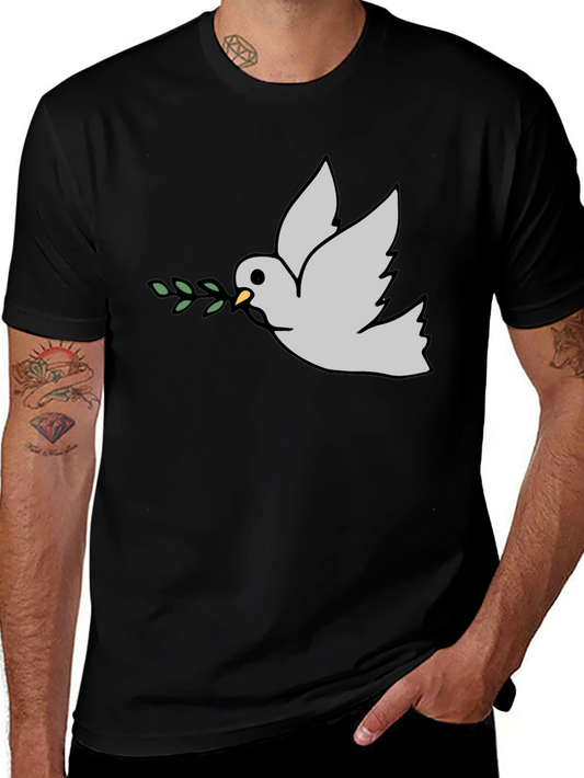 Peace Dove Graphic Tee - Black Casual T-Shirt