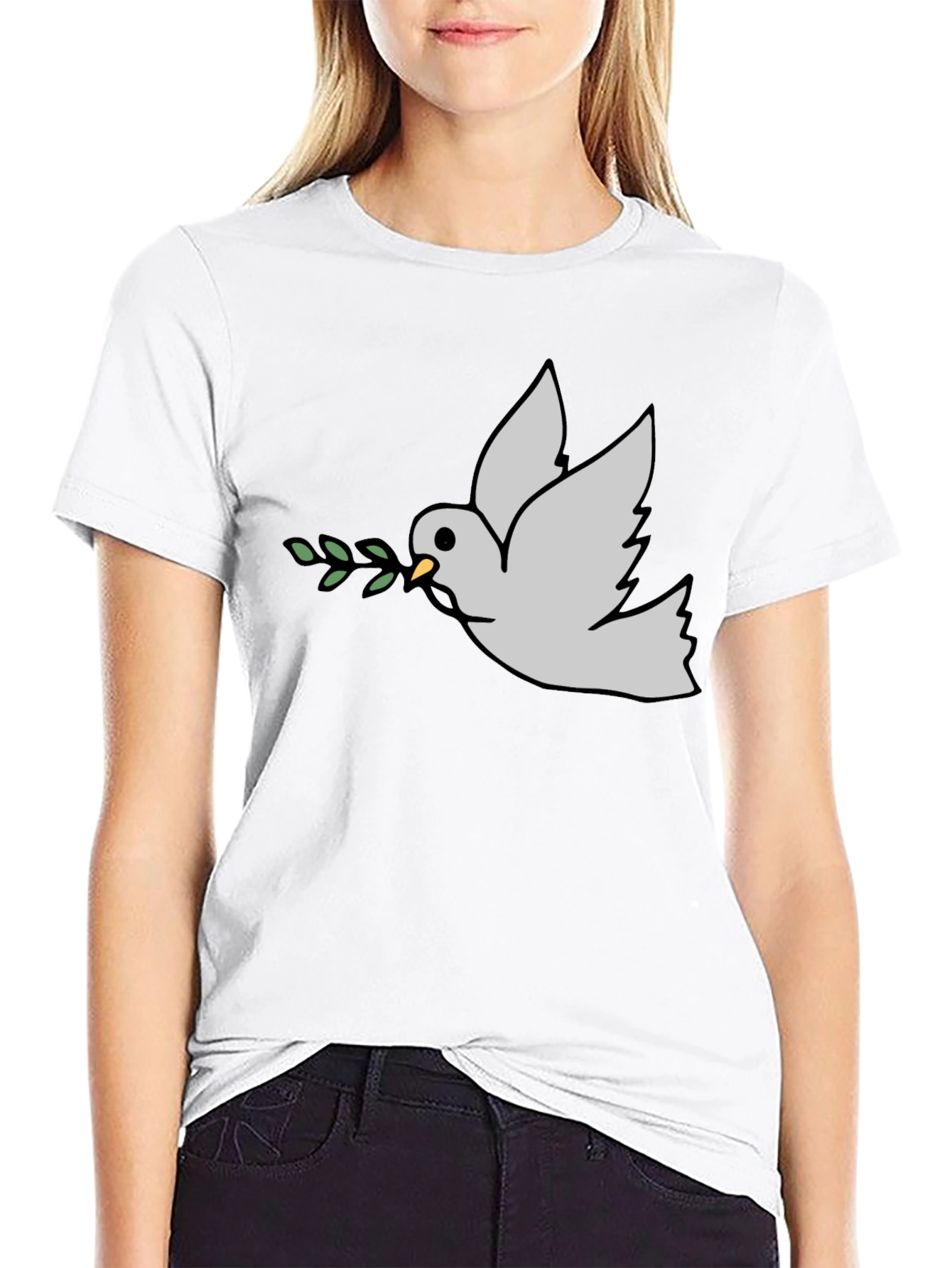 Peace Dove Graphic Tee - Black Casual T-Shirt