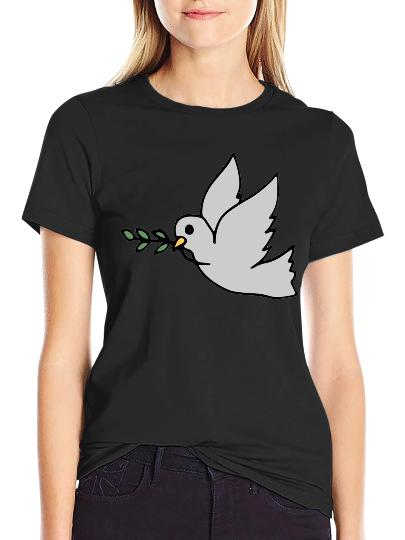 Peace Dove Graphic Tee - Black Casual T-Shirt