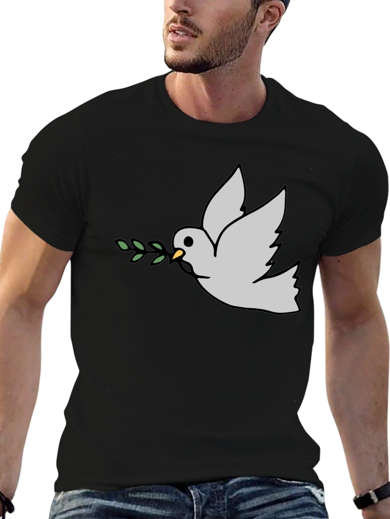 Peace Dove Graphic Tee - Black Casual T-Shirt