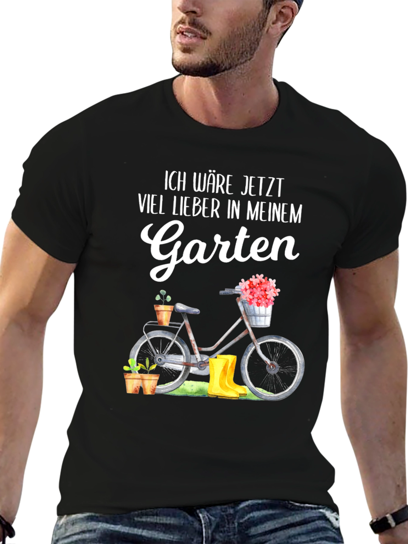 Gardening T-Shirt - Bicycle & Boots Design