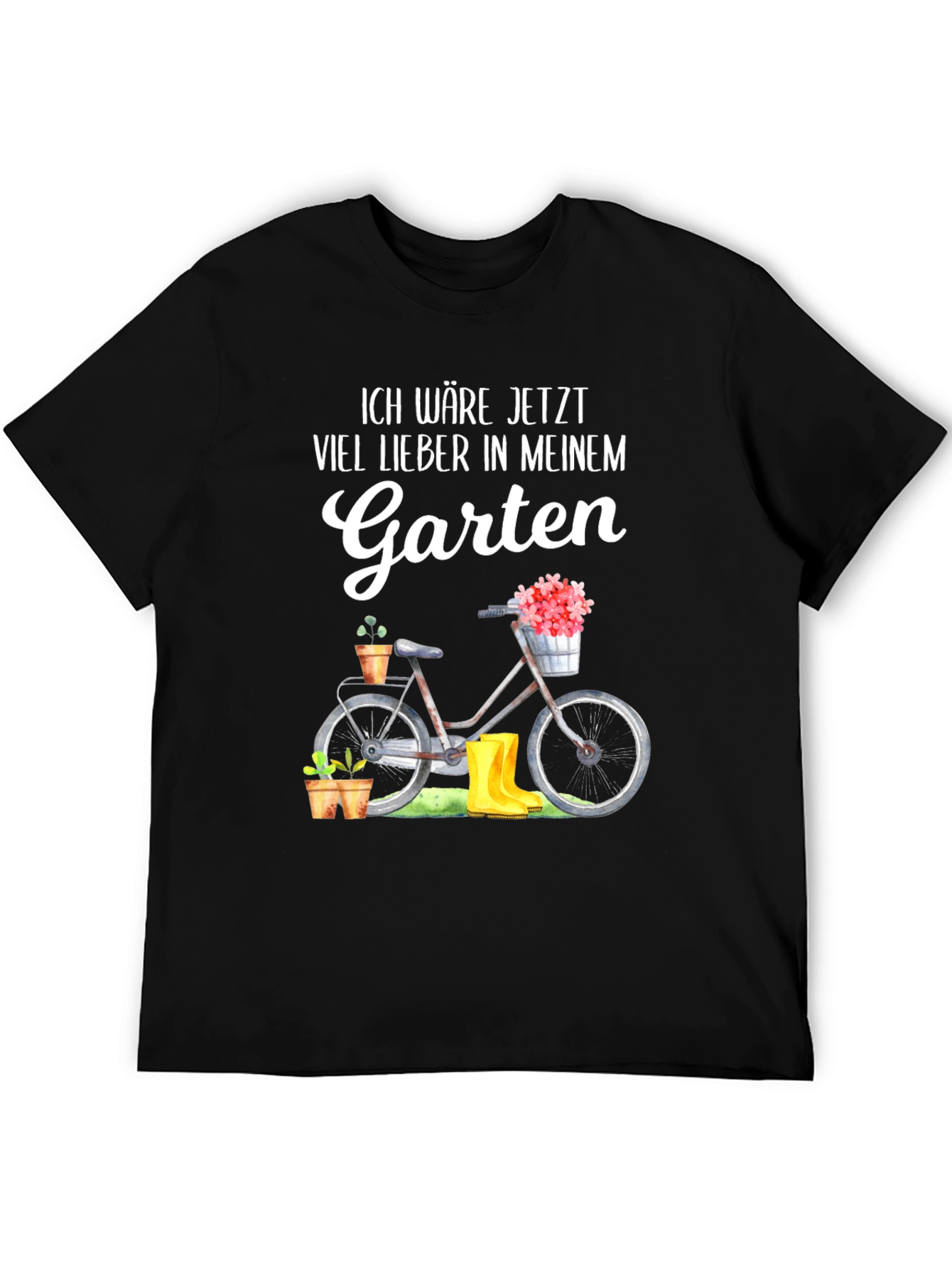 Gardening T-Shirt - Bicycle & Boots Design