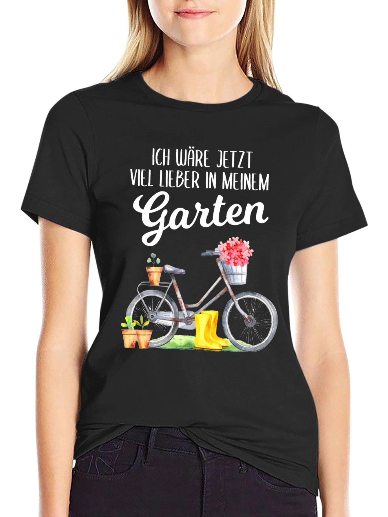 Gardening T-Shirt - Bicycle & Boots Design