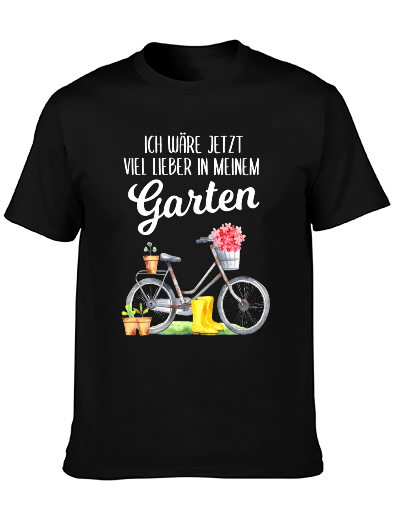 Gardening T-Shirt - Bicycle & Boots Design