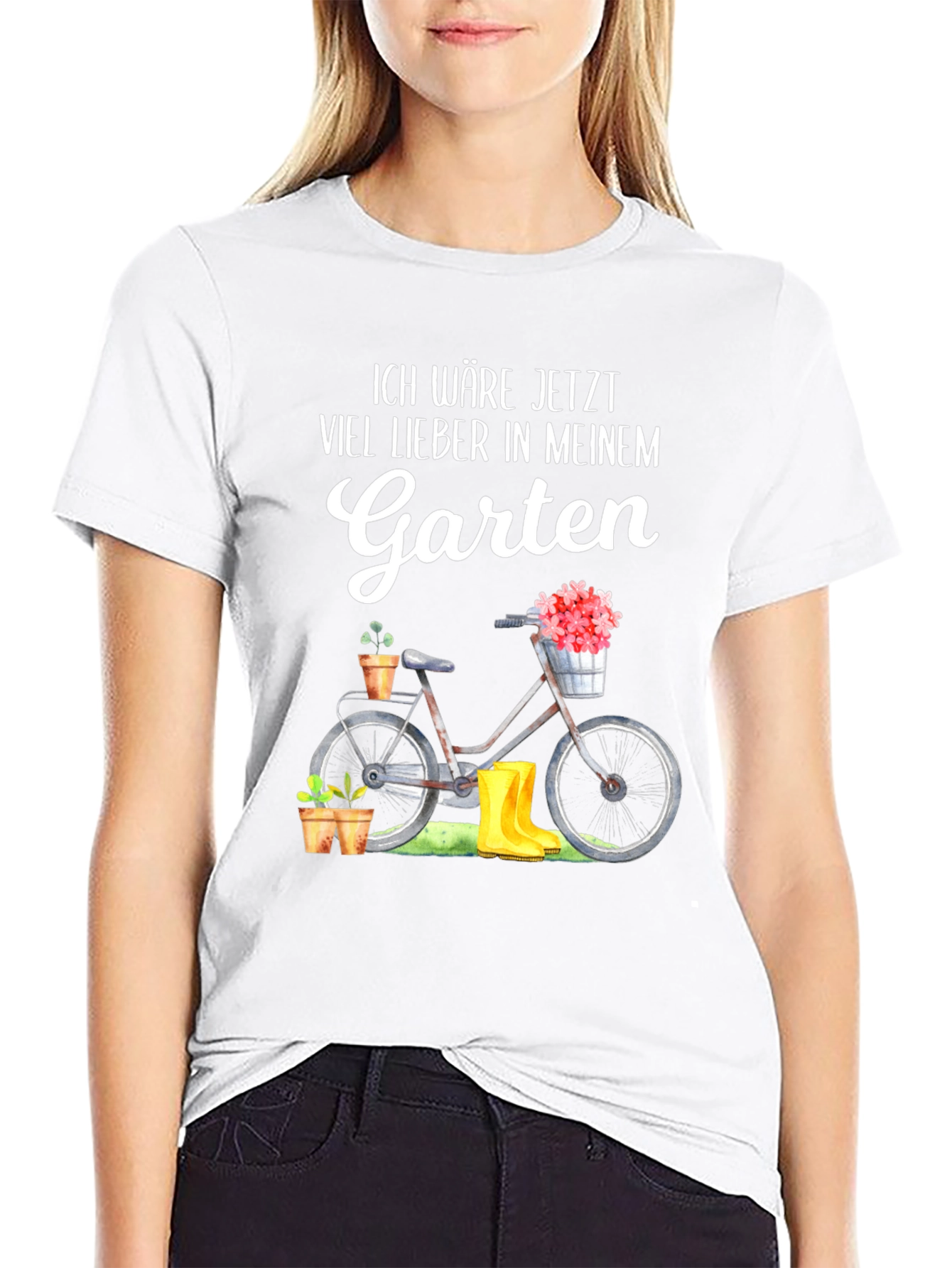 Gardening T-Shirt - Bicycle & Boots Design