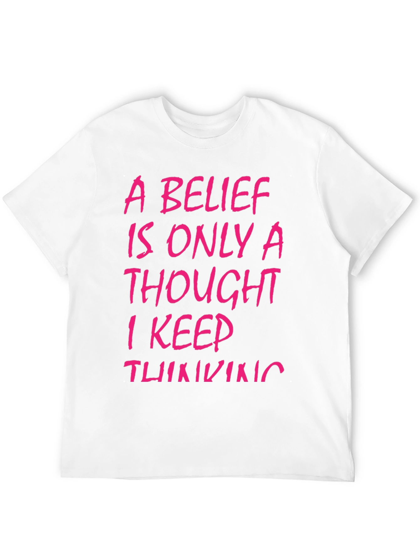 Belief Thought T-Shirt - Black with Pink Text