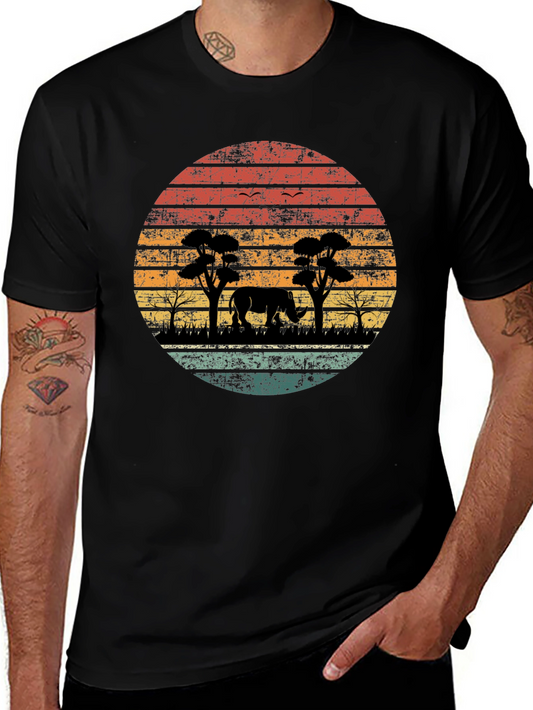 Retro African Safari Rhino T-Shirt