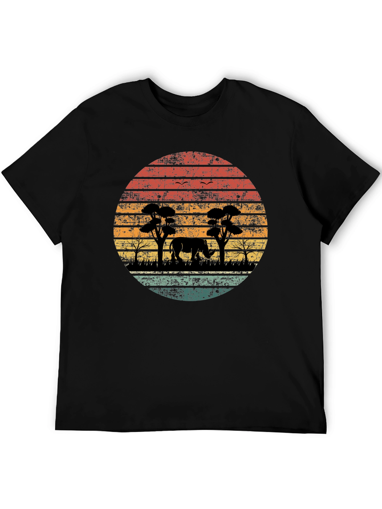 Retro African Safari Rhino T-Shirt