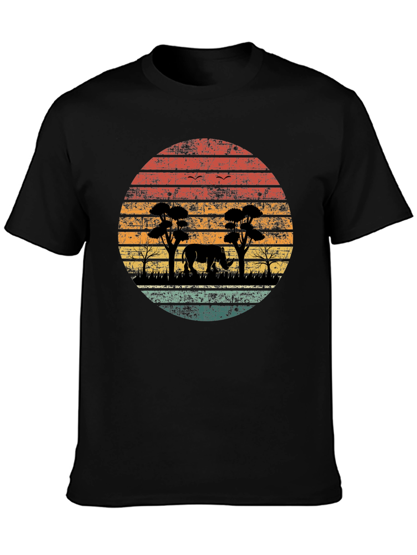 Retro African Safari Rhino T-Shirt