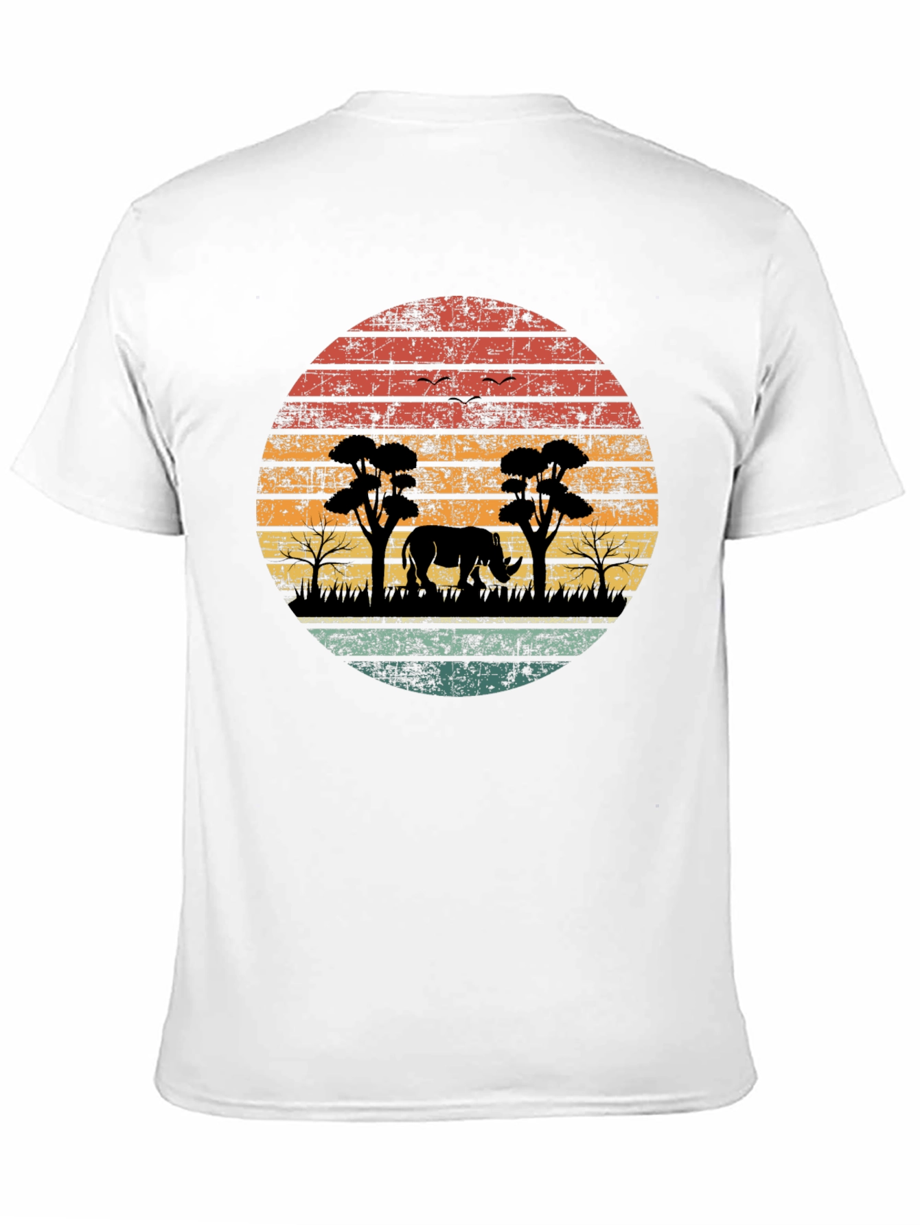 Retro African Safari Rhino T-Shirt