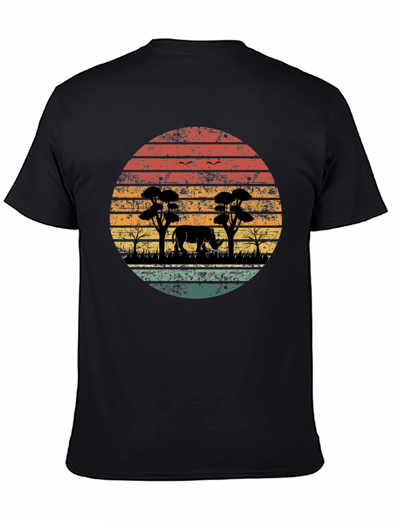 Retro African Safari Rhino T-Shirt