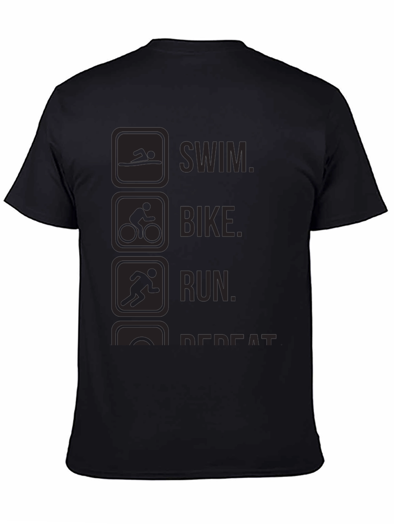 Triathlon Swim Bike Run Repeat Black T-Shirt