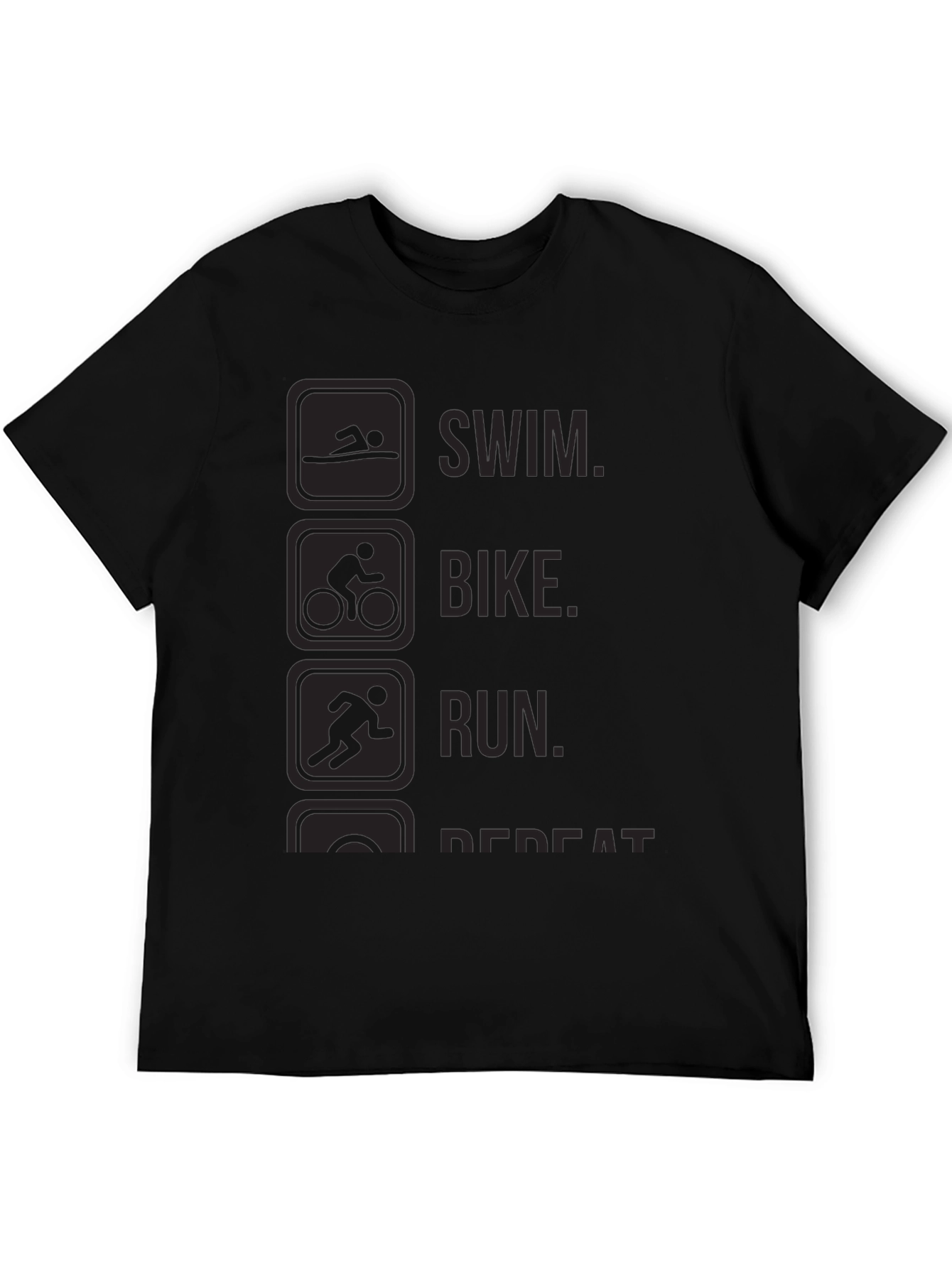 Triathlon Swim Bike Run Repeat Black T-Shirt