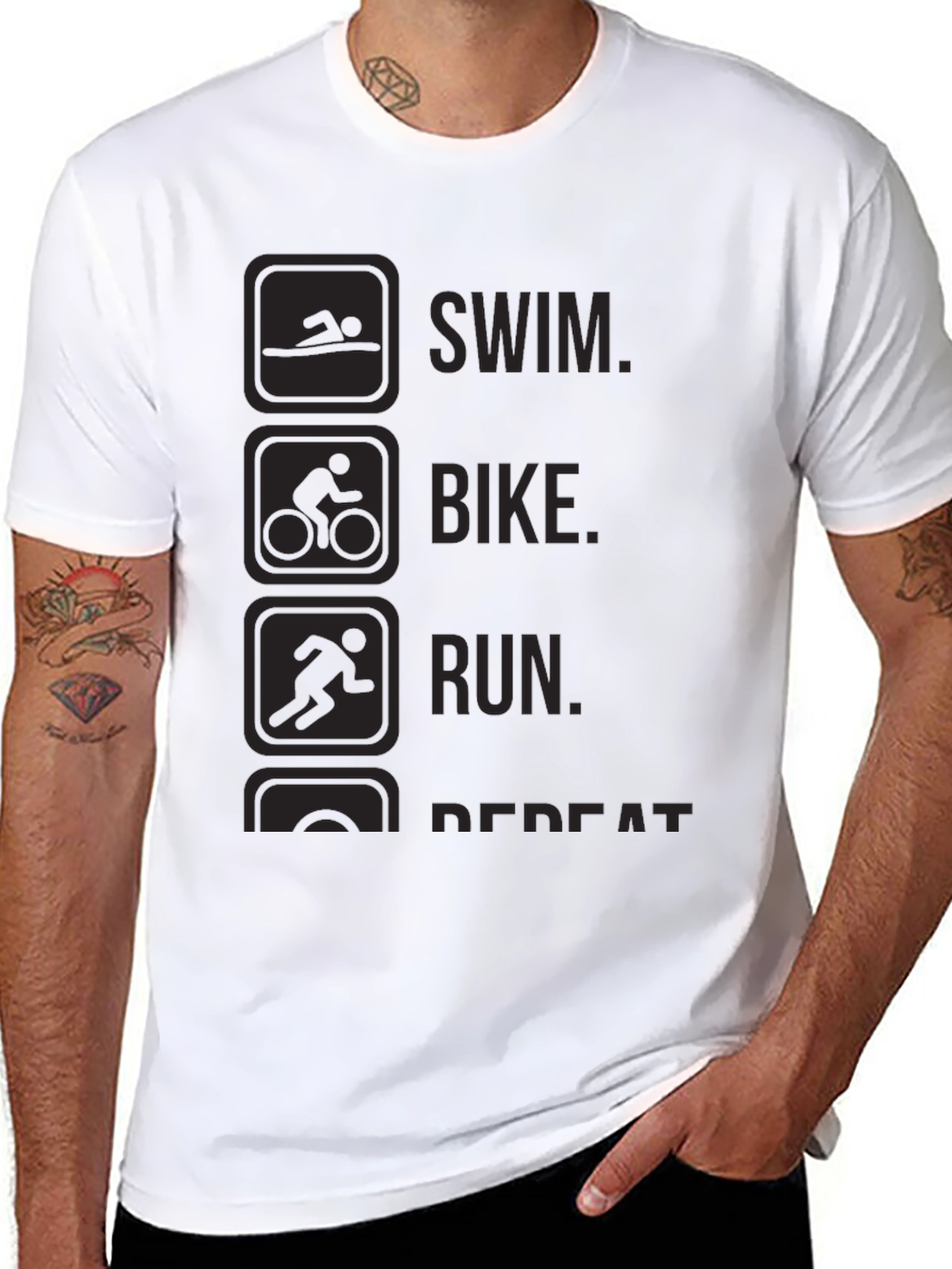 Triathlon Swim Bike Run Repeat Black T-Shirt