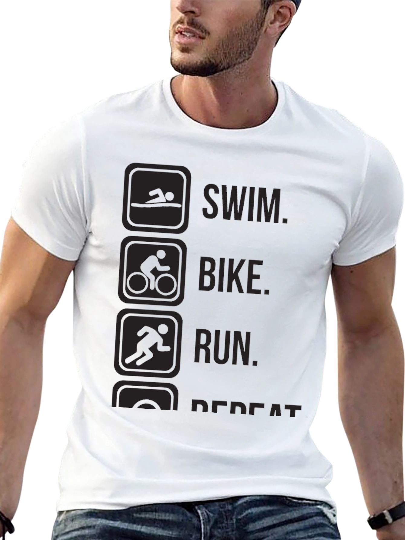 Triathlon Swim Bike Run Repeat Black T-Shirt