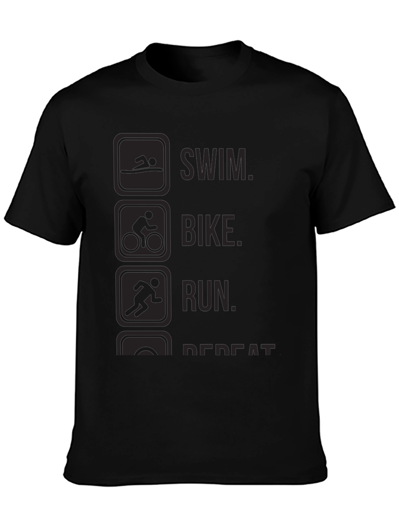 Triathlon Swim Bike Run Repeat Black T-Shirt