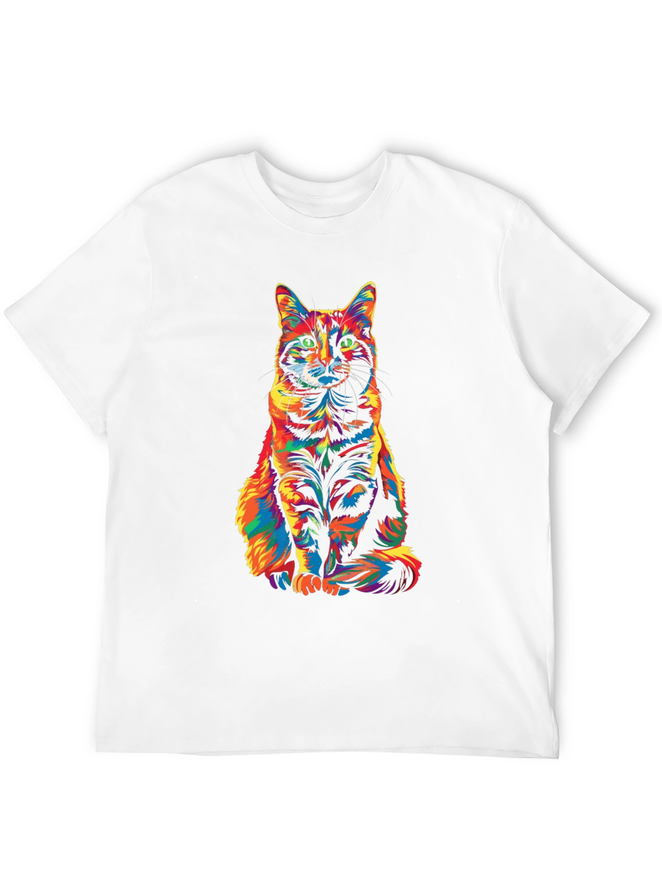 Colorful Cat Print T-Shirt