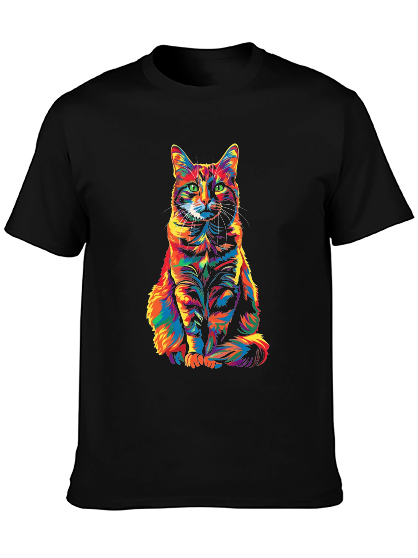 Colorful Cat Print T-Shirt
