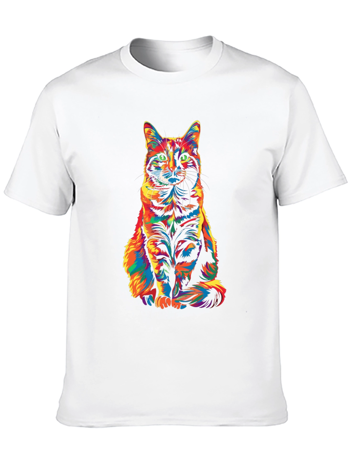 Colorful Cat Print T-Shirt