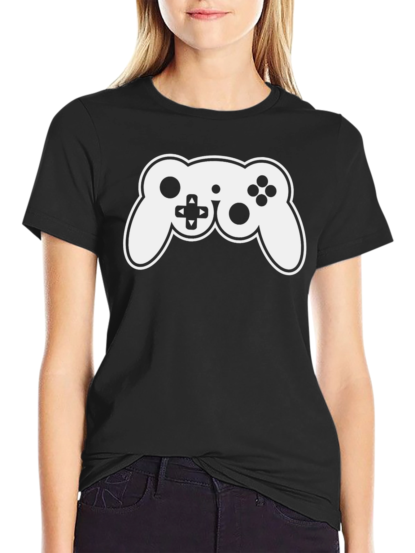 Gamer T-Shirt - Black with White Controller Graphic