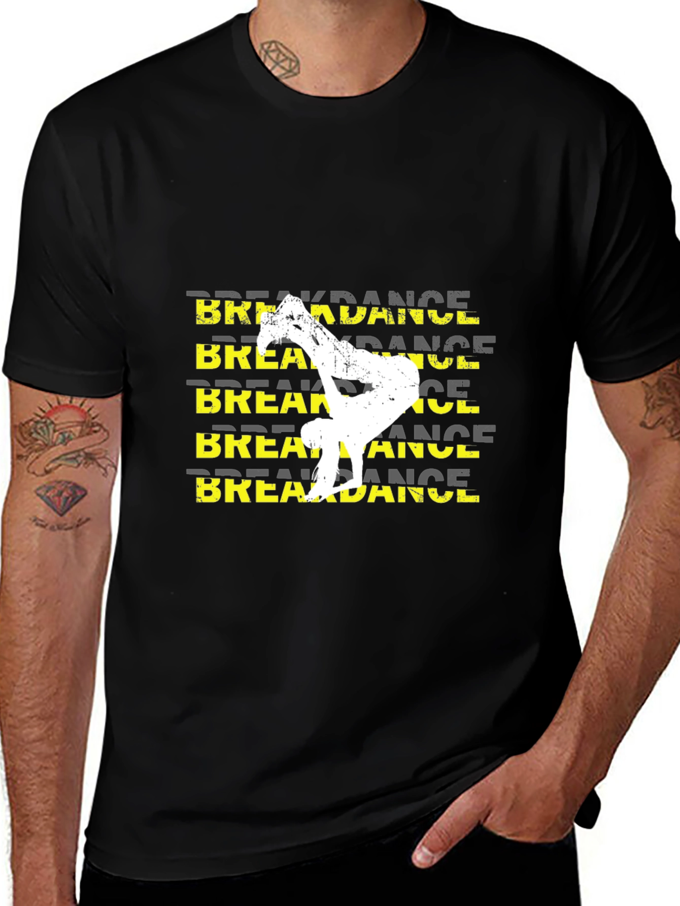Breakdance Graphic Tee - Black Casual T-Shirt