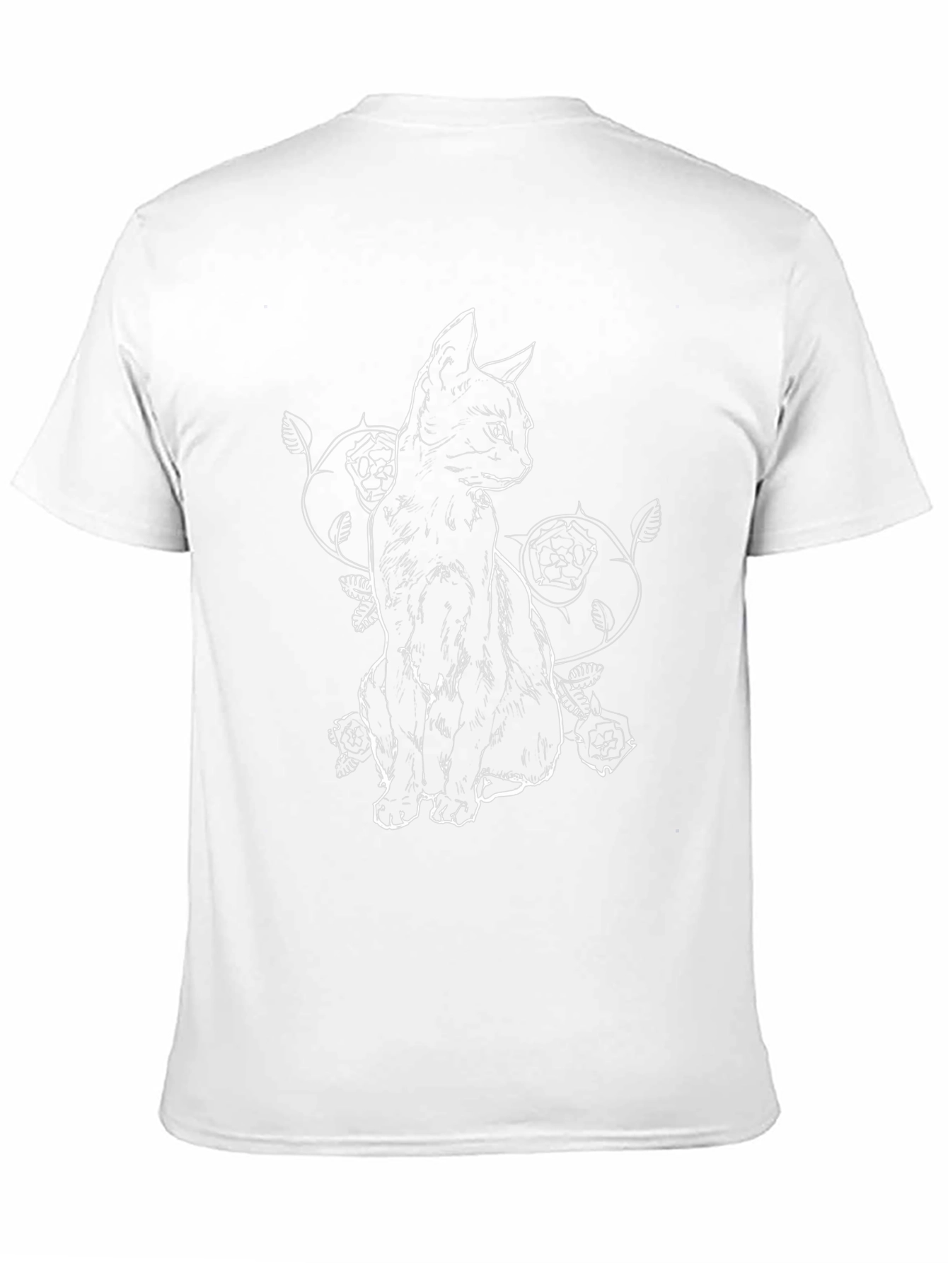 Black Cat Roses Graphic Tee - Stylish Mens T-Shirt