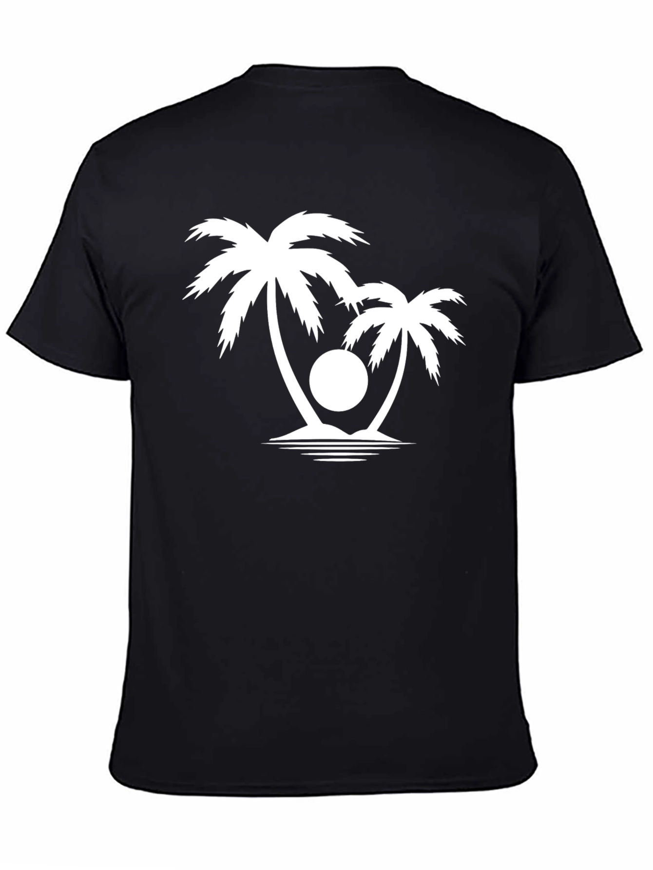 Tropical Palm Tree Graphic T-Shirt - Black