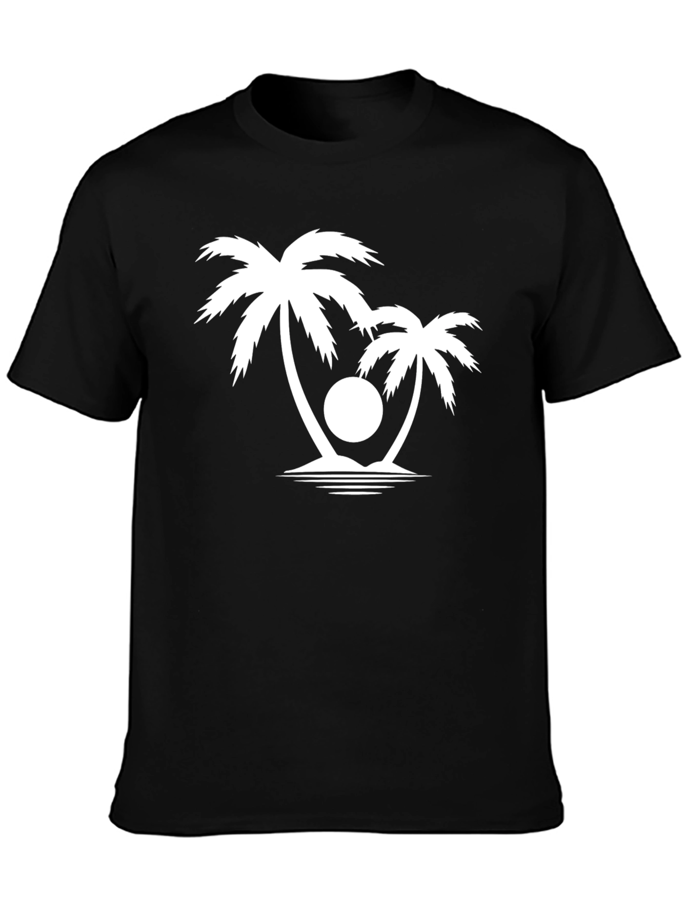 Tropical Palm Tree Graphic T-Shirt - Black