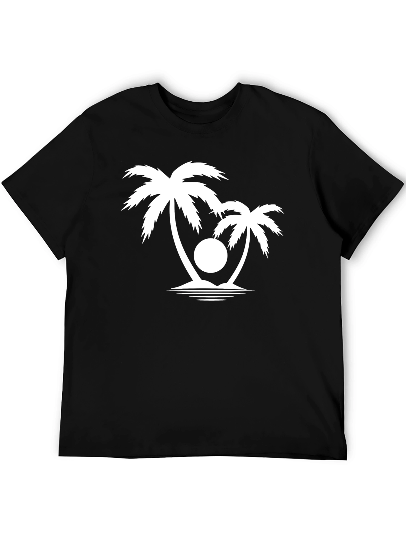 Tropical Palm Tree Graphic T-Shirt - Black
