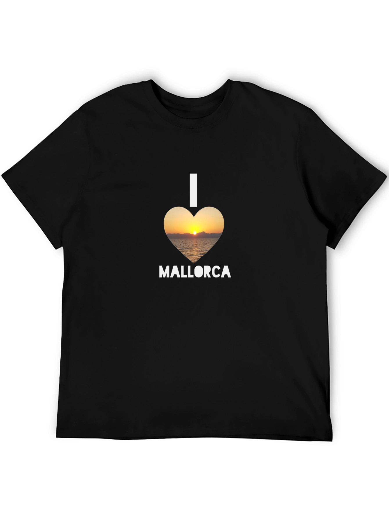I Love Mallorca T-Shirt - Sunset Heart Design
