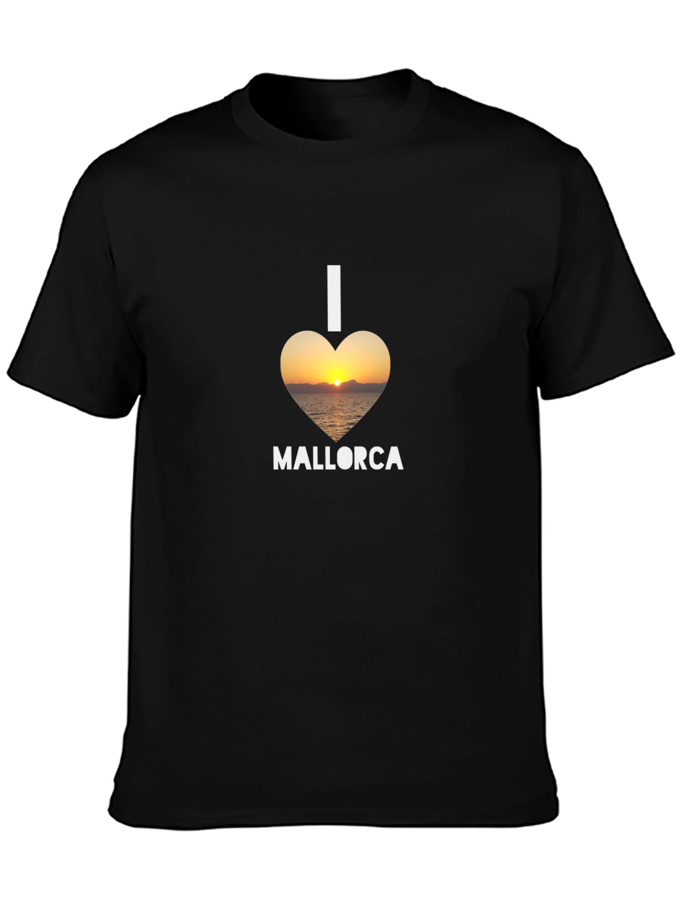 I Love Mallorca T-Shirt - Sunset Heart Design