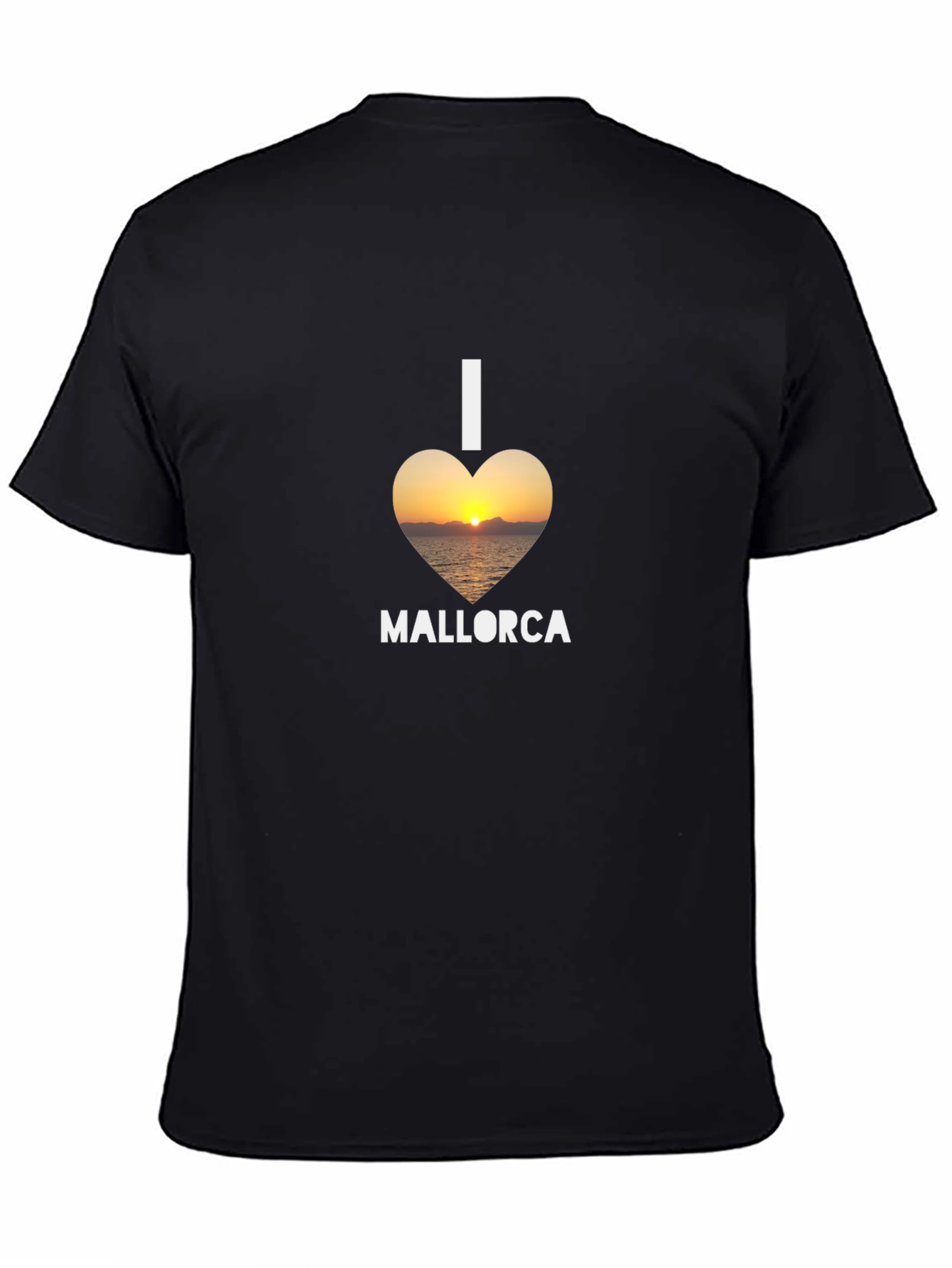 I Love Mallorca T-Shirt - Sunset Heart Design